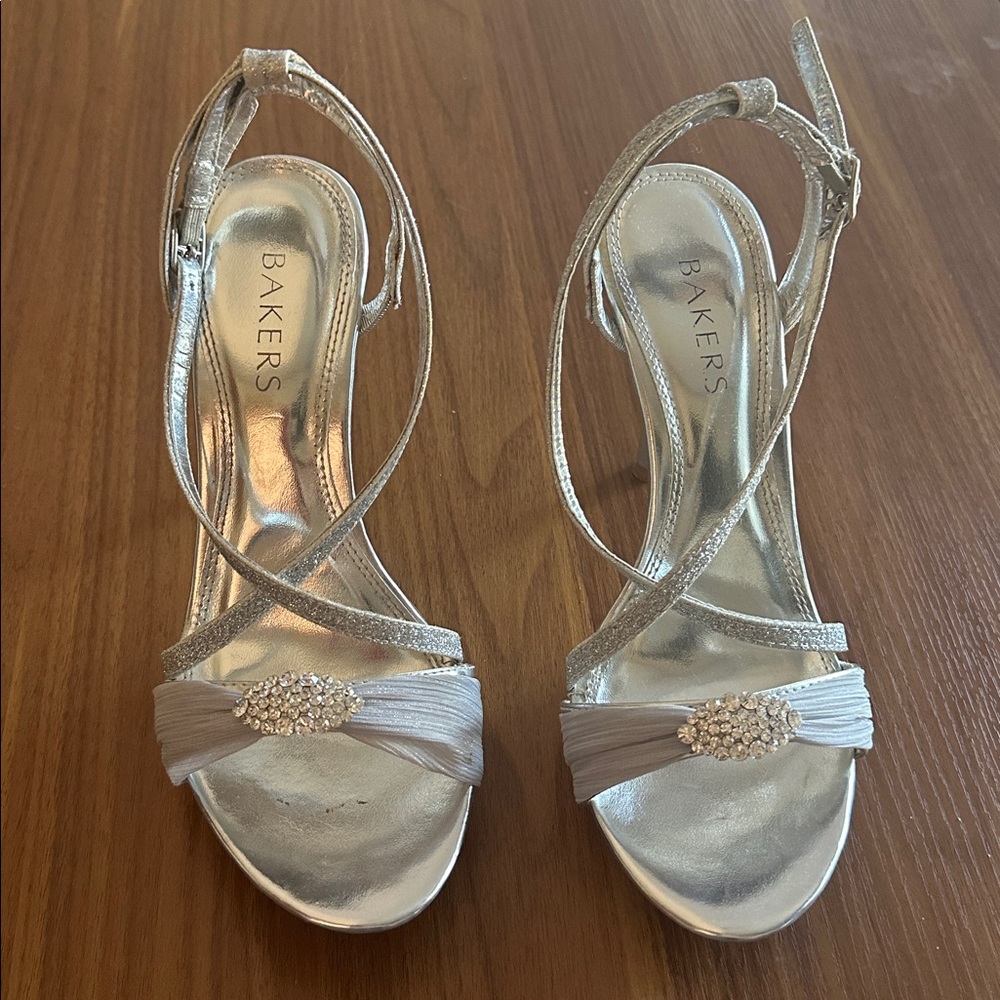 Bakers Metallic Silver Strappy Sandals